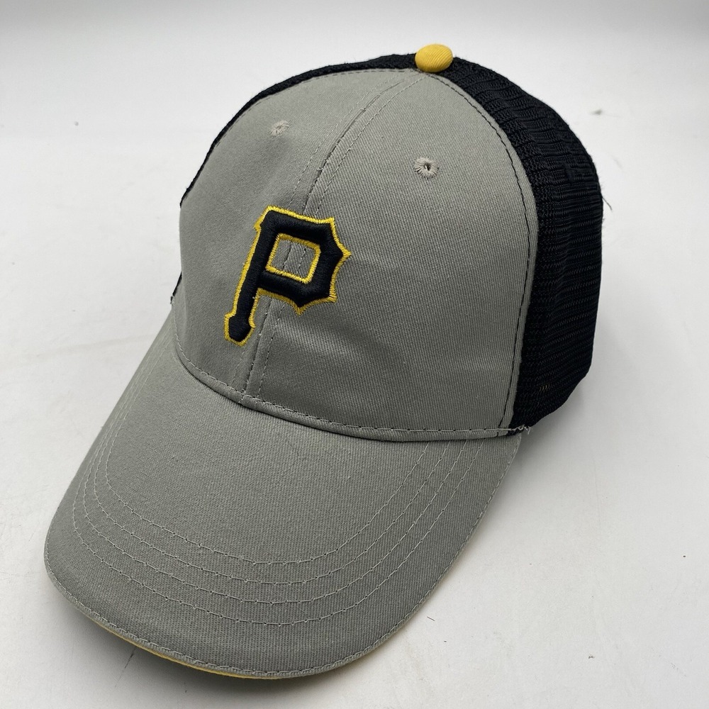 Pittsburgh Pirates Snapback Hat Adjustable Gray Black Mesh Trucker Clean